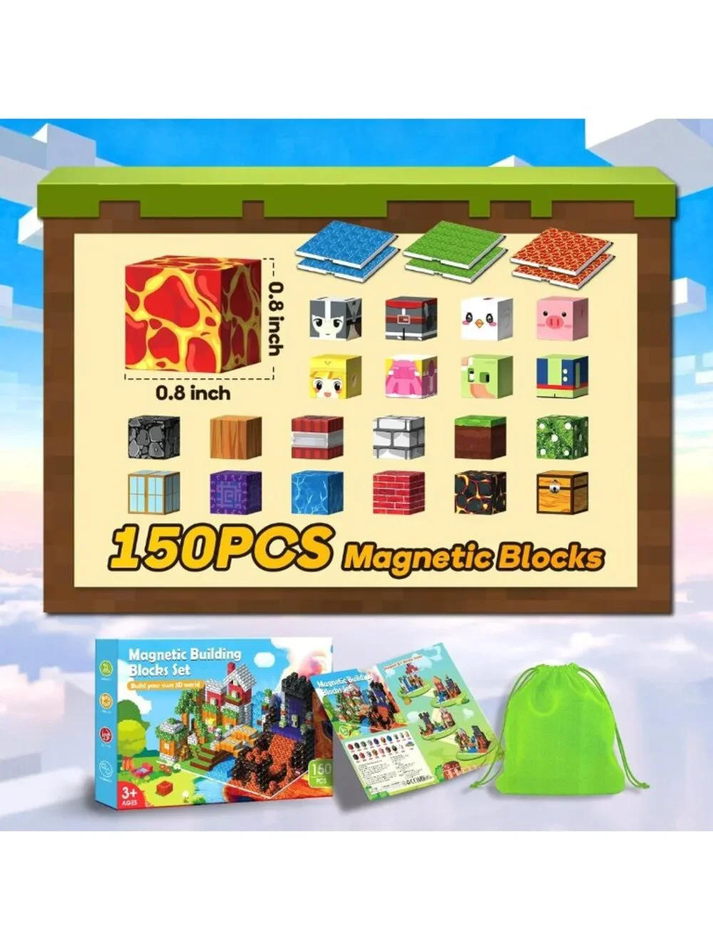 150PCS Magnetic Building Blocks Set - STEM Toys for Kids, Creative Magnet Cube